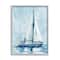 Stupell Industries Nautical Blue Sailboat Tranquil Coastal Water Watercolor Painting Framed Wall Art